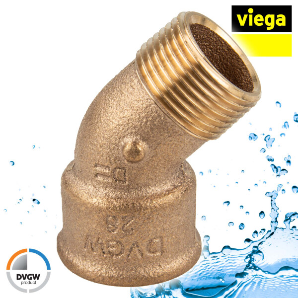 Viega Rotguss Bogen 45° AG/IG 3/8 Zoll - Typ 3121