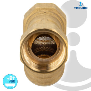 tecuro Schrägsitz-Schmutzfänger G 1/2 Zoll (DN 15) mit Edelstahlsieb 0,5 mm Maschenweite, Messing