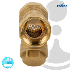 tecuro Schrägsitz-Schmutzfänger G 3/4 Zoll (DN 20) mit Edelstahlsieb 0,5 mm Maschenweite, Messing