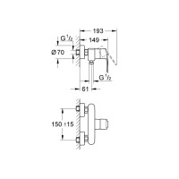 Grohe EUROSTYLE COSMOPOLITAN Einhand-Brausebatterie - 33590002