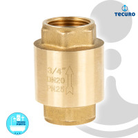 tecuro Messing Rückschlagventil 1/2 Zoll IG - DN 15 / PN 25, Baulänge 57 mm - schwere Bauform