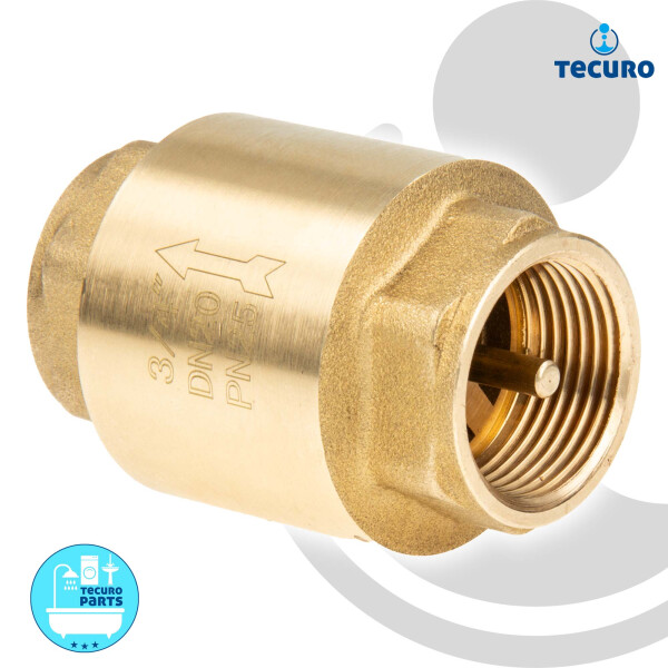 tecuro Messing Rückschlagventil 1 Zoll IG - DN 25 / PN 25, Baulänge 73 mm - schwere Bauform