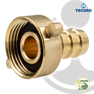 tecuro Schlauchverschraubung mit 1/2 Zoll ÜWM x Tülle Ø 14,5 mm, Messing blank