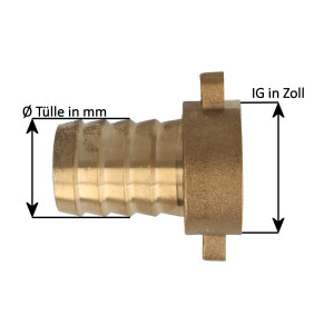 tecuro Schlauchverschraubung mit 1/2 Zoll ÜWM x Tülle Ø 14,5 mm, Messing blank