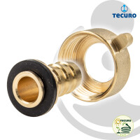 tecuro Schlauchverschraubung mit 1 Zoll ÜWM x Tülle Ø 20,9 mm, Messing blank