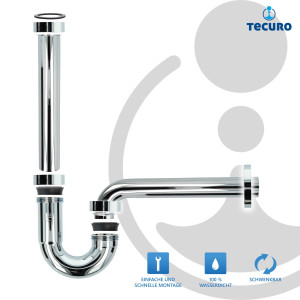 tecuro Profi-Röhrengeruchsverschluss 1 1/4 Zoll x Ø 32 mm, ABS verchromt