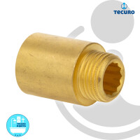 tecuro Hahnverlängerung 1/2 Zoll (DN 15) x 30 mm - Messing blank