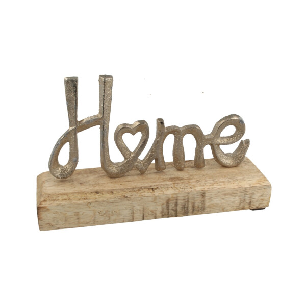 Schriftzug "Home" Alu auf Holzfuß, groß