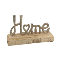 Schriftzug "Home" Alu auf Holzfuß, groß
