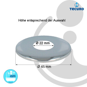 tecuro DESIGN-Hahnrosette 1/2 Zoll Ø 22 mm x Ø 60 mm x Höhe 5 mm, Messing verchromt