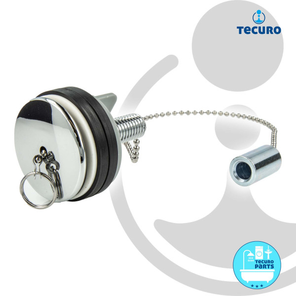 tecuro Kugelkette 40 cm x Ø 3,6 mm, verchromt - mit Kettenhalter und Gewicht für Standhahnloch