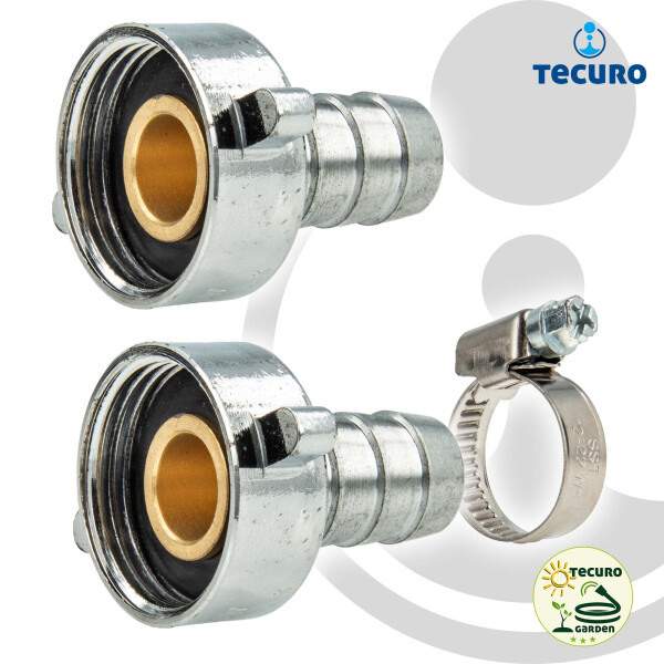tecuro 2/3 Schlauchverschraubung Messing verchromt, schwere Bauform - verschiedene Größen