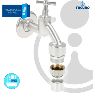 tecuro Aufnahme Adapter Übergangsstück für Ausläufe an Armaturen, AG M 22x1 auf IG 3/4 Zoll