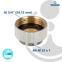 tecuro Aufnahme Adapter Übergangsstück für Ausläufe an Armaturen, AG M 22x1 auf IG 3/4 Zoll