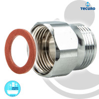 tecuro Aufnahme Adapter Übergangsstück für Ausläufe an Armaturen, AG 3/4 Zoll auf IG 3/4 Zoll