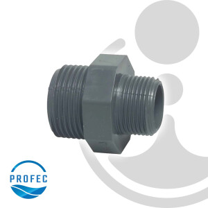 Profec Doppelnippel reduziert, PVC-U 2 Zoll AG x 1 1/2...