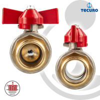 tecuro Kugelhahn, beidseitig Außengewinde G 3/4 Zoll (DN 20) Flügelgriff, Messing vernickelt