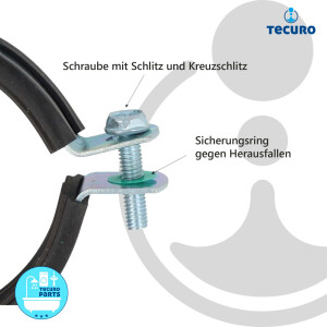 tecuro Schraub-Rohrschelle 40-43 mm, M8 Anschlussgewinde, verzinkt mit Schallschutzeinlage