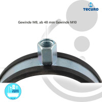 tecuro Schraub-Rohrschelle 108-114 mm, M10 Anschlussgewinde, verzinkt mit Schallschutzeinlage