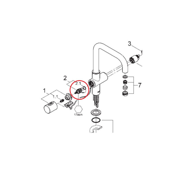 GROHE 64368000 Keramik-Oberteil 1/2 Zoll für Spültischbatterie