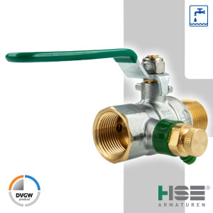 UNIWATER Trinkwasser-Kugelhahn mit Entllerung Aussen x Innengewinde 3/8 Zoll (DN 10), Typ 1489