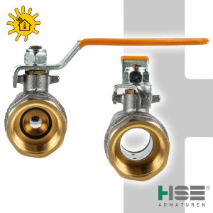 HSE UNISOL Solarkugelhahn Typ 1610, beids. Innengewinde Rp 3/8 Zoll (DN 10), Stahlhebel lang, MS-verchromt