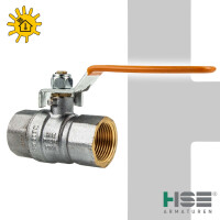 HSE UNISOL Solarkugelhahn Typ 1610, beids. Innengewinde Rp 3/8 Zoll (DN 10), Stahlhebel lang, MS-verchromt