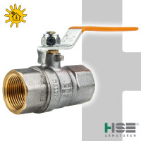 HSE UNISOL Solarkugelhahn Typ 1610, beids. Innengewinde Rp 3/4 Zoll (DN 20), Stahlhebel lang, MS-verchromt