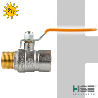 HSE UNISOL Solarkugelhahn Typ 1614, Innen- x Außengewinde Rp 1 1/4 Zoll (DN 32), Stahlhebel lang, MS-verchromt