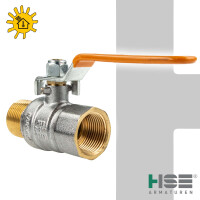 HSE UNISOL Solarkugelhahn Typ 1614, Innen- x Außengewinde Rp 1 1/4 Zoll (DN 32), Stahlhebel lang, MS-verchromt
