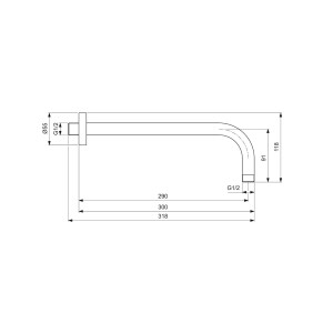 Ideal Standard Brausearm Wandanschluss IDEALRAIN 300 mm B9444AA