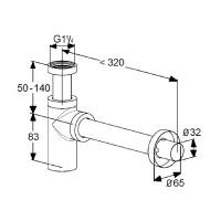 KLUDI DESIGN Flaschen Geruchverschluss Siphon 10052005-00 für Waschtisch