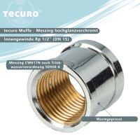 tecuro Muffe, Innengewinde Rp 1/2 Zoll (DN 15), Messing  glanzverchromt