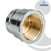 tecuro Muffe, reduziert, Innengewinde Rp 3/4 Zoll x 1/2 Zoll (DN 15), MS- glanzverchromt
