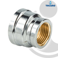 tecuro Muffe, reduziert, Innengewinde Rp 3/4 Zoll x 1/2 Zoll (DN 15), MS- glanzverchromt