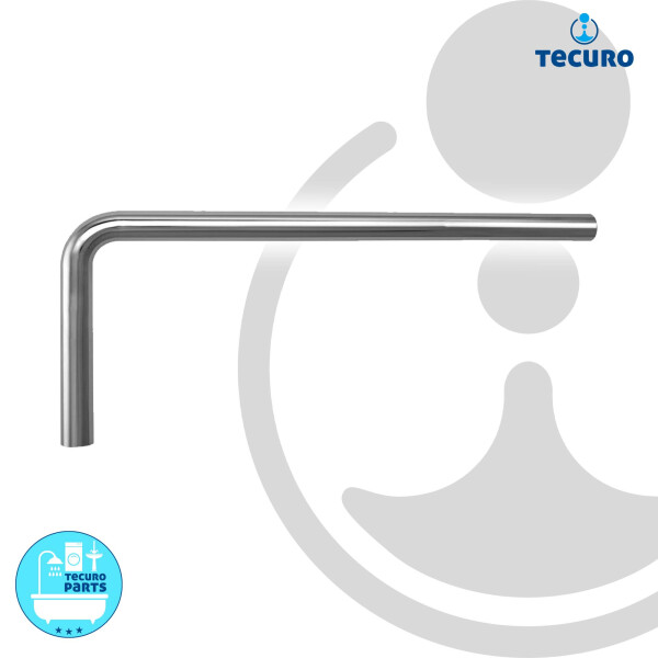 tecuro Abgangsrohr - Bodenrohr, Länge 680 mm mit 90° Bogen - verchromt