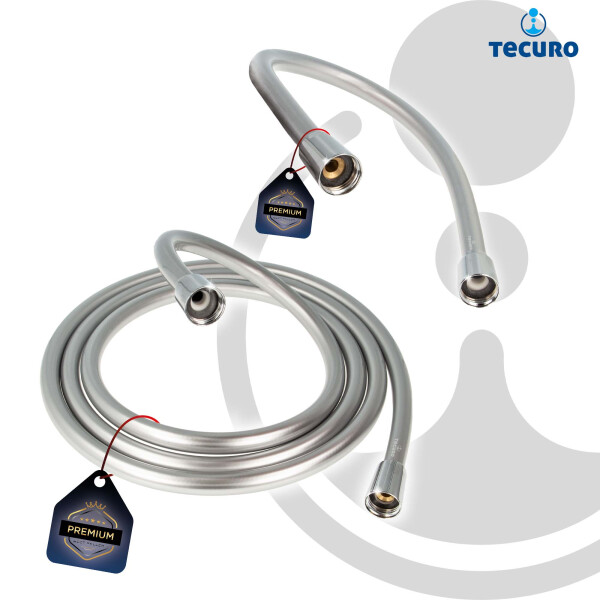 tecuro PREMIUM Brauseschlauch silberglatt - verdrehsicher, verschiedene Längen