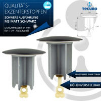 tecuro Universal Exzenterstopfen Ø 64 mm mattschwarz, Ablaufstopfen Einsatz für Ablauf
