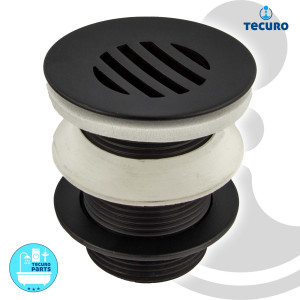 tecuro Universal Schaftventil mattschwarz - für Waschbecken ohne Überlauf