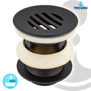 tecuro Universal Schaftventil mattschwarz - für Waschbecken mit Überlauf