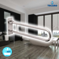 tecuro 1000 Massiver Klappgriff in Bügelform -Länge 850 mm- TÜV-geprüft bis 120 kg - Behindertengerecht - Edelstahl poliert - für Bad und WC