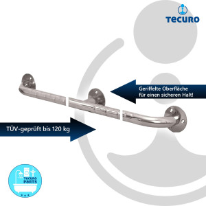 tecuro 1000 Massiver Stütz-/Haltegriff, Länge 1500 mm, TÜV-geprüft bis 120 kg, Behindertengerecht, Edelstahl poliert