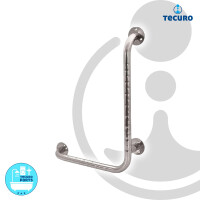 tecuro 1000 Massiver Wand-/Stütz-/Haltegriff rechts, 600 x 450 mm, geprüft bis 120 kg nach EN 12182, Behindertengerecht, Edelstahl poliert - für Bad und WC