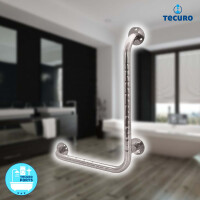 tecuro 1000 Massiver Wand-/Stütz-/Haltegriff rechts, 600 x 450 mm, geprüft bis 120 kg nach EN 12182, Behindertengerecht, Edelstahl poliert - für Bad und WC