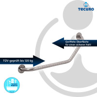 tecuro 1000 Massiver Winkelgriff 135° rechts, 500 x 300 mm, TÜV-geprüft bis 120 kg, Behindertengerecht, Edelstahl poliert