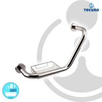 tecuro 1000 Wannengriff abgewinkelt mit Seifenkorb links, Länge 350 x 200 mm, Messing verchromt