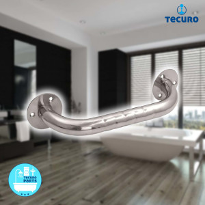 tecuro 1000 Massiver Haltegriff - Länge 320 mm - TÜV-geprüft bis 120 kg - Behindertengerecht - Edelstahl poliert - für Bad und WC