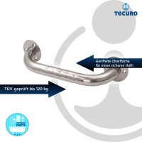 tecuro 1000 Massiver Haltegriff - Länge 320 mm - TÜV-geprüft bis 120 kg - Behindertengerecht - Edelstahl poliert - für Bad und WC