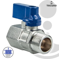 tecuro MINI Kugelhahn Innengewinde Rp 3/8 Zoll x Außengewinde G 3/8 Zoll (DN8), Messing vernickelt
