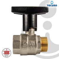 tecuro Kugelhahn, Innen- x Aussengewinde Rp 3/4 Zoll (DN 20) Alu-T-Griff, Messing vernickelt